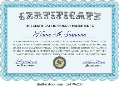 Sample Diploma. Sophisticated design. Printer friendly. Diploma of completion.