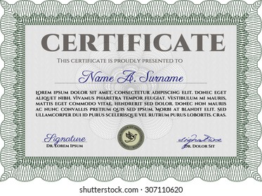 Sample Diploma. Superior design. Money style.Complex background. 