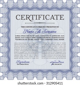 Diploma de muestra. Plantilla de certificado vectorial.Diseño encantador. Con un fondo complejo. 