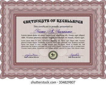 Sample Diploma. Vector pattern that is used in money and certificate.With great quality guilloche pattern. Sophisticated design. 