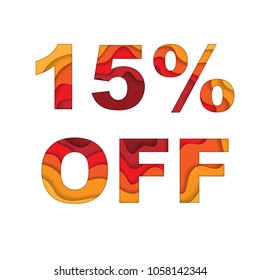 Sample discount text with 15% off cut paper waves silhouette