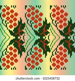 Sample for embroidering a rowan branch frame