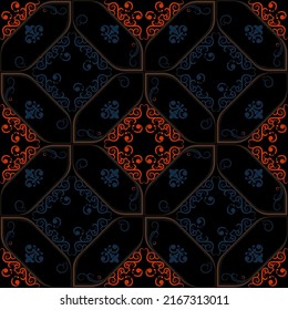 Sample ethnic, folk, geometric, mosaic ornament, pattern for fabrics, interiors, ceramics and furniture in the Arabian style.