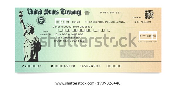 Sample Fake Us Stimulus Check Stock Vector (Royalty Free) 1909326448