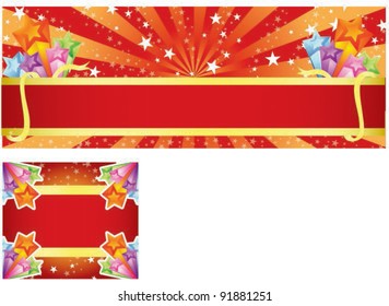 Sample for Festival Banner or Happy Shopping Event on red shiny background