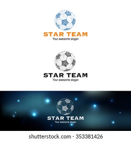 Sample of football team logo. Variation of positioning on white and dark backgrounds