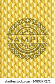 Sample gold emblem or badge. Scales pattern. Vector Illustration. Detailed.