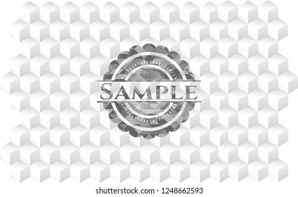 Sample grey emblem. Vintage with geometric cube white background