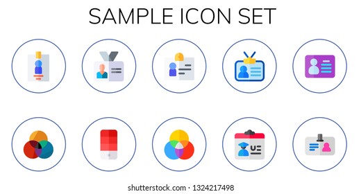 sample icon set. 10 flat sample icons.  Simple modern icons about  - id card, rgb, swatches