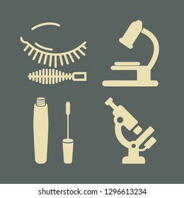 sample icon set with mascara and microscope vector illustration