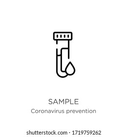 Sample icon. Thin linear sample outline icon isolated on white background from Coronavirus Prevention collection. Modern line vector sign, symbol, stroke for web and mobile