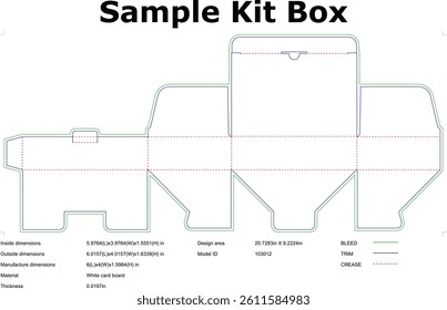 Sample Kit Box Die Cut Template For Packaging Design With Bleed Trim And Crease Lines For Mockups And Production