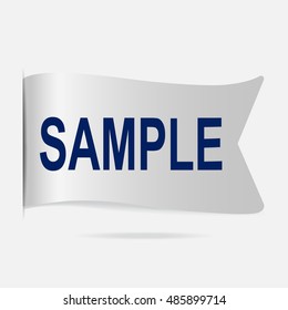 Sample label, silver ribbon badge illustration