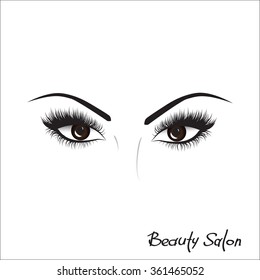 Sample logo for a beauty salon, beauty products. Eyelash.  Vector. Hand drawing, lettering, fashion, beauty, sketch