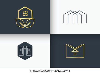 Ejemplo Y Arte De La Línea De Logotipo De Bienes Inmuebles Y Construcción