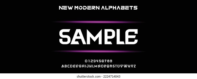 SAMPLE Modern Bold Font. Regular Italic Number Typography urban style alphabet fonts for fashion, sport, technology, digital, movie, logo design, vector illustration