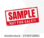 Sample not for sale stamp. Isolated in transparent background. Squares vector red grunge rubber stamp. vector illustration