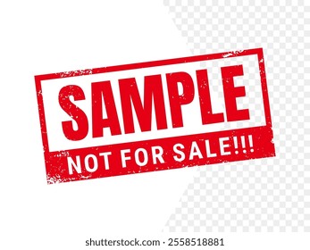 Sample not for sale stamp. Isolated in transparent background. Squares vector red grunge rubber stamp. vector illustration