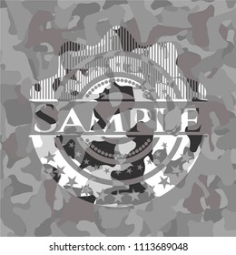Sample on grey camouflaged pattern