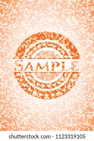 Sample orange mosaic emblem with background