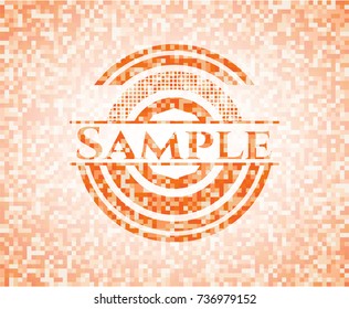 Sample orange mosaic emblem with background