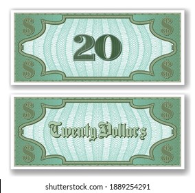 Beispiel: Papierzertifikat für 20 Dollar. Gegenüber der Rechnung. Mesh. EPS10
