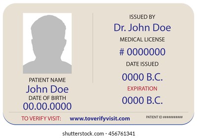 A sample of the patient's identification card in a medical facility.