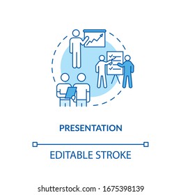 Sample presentation concept icon. Creative project familiarization idea thin line illustration. Order fulfillment, design process step. Vector isolated outline RGB color drawing. Editable stroke