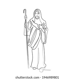 Sample product Continuous line drawing of Jesus Christ vector illustration