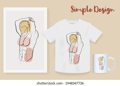 Beispiel Produkt Kontinuierliche männliche Linie männliche Figur nackt starke, gesunde Vektorgrafik handgezeichnet Design-Grafik Stil Zeitgenössische Porträt Mug, Hemd, Postkarte