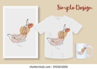 Sample product continuous line, whale, marine animal, simple line Hand drawn style illustration vector
Portrait Mug, shirt, postcard mockup.