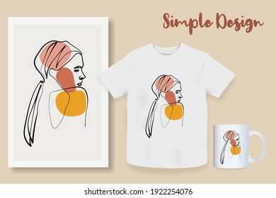 Sample product Surreal Faces Continuous line, drawing of set faces and hairstyle, fashion concept, woman beauty minimalist, vector illustration pretty. Contemporary portrait Mug, shirt, postcard