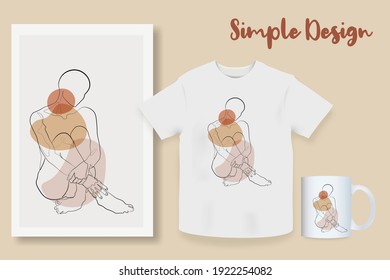 Sample product Surreal Faces Continuous line, drawing of set faces and hairstyle, fashion concept, woman beauty minimalist, vector illustration pretty. Contemporary portrait Mug, shirt, postcard