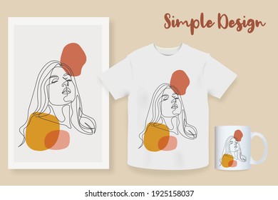 Sample product Surreal Faces Continuous line, drawing of set faces and hairstyle, fashion concept, woman beauty minimalist, vector illustration pretty. Contemporary portrait Mug, shirt, postcard