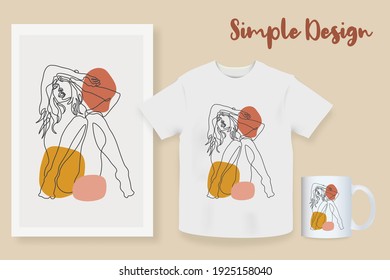 Sample product Surreal Faces Continuous line, drawing of set faces and hairstyle, fashion concept, woman beauty minimalist, vector illustration pretty. Contemporary portrait Mug, shirt, postcard
