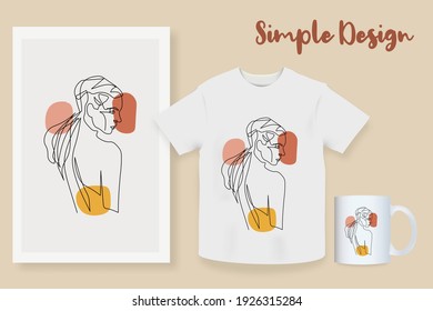 Sample product Surreal Faces Continuous line, drawing of set faces and hairstyle, fashion concept, woman beauty minimalist, vector illustration pretty. Contemporary portrait Mug, shirt, postcard