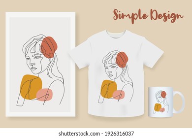 Sample product Surreal Faces Continuous line, drawing of set faces and hairstyle, fashion concept, woman beauty minimalist, vector illustration pretty. Contemporary portrait Mug, shirt, postcard