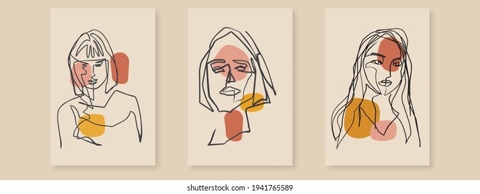 Sample product Surreal Faces Continuous line, drawing of set faces and hairstyle, fashion concept, woman beauty minimalist, vector illustration pretty. Contemporary portrait Mug, shirt, postcard