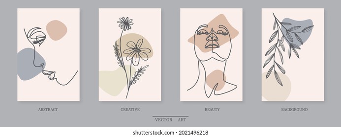 Sample product Surreal Faces Continuous line, drawing of set faces and hairstyle, fashion concept, woman beauty minimalist, vector illustration pretty. Contemporary portrait Mug, shirt, postcard