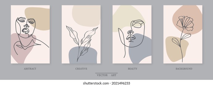 Sample product Surreal Faces Continuous line, drawing of set faces and hairstyle, fashion concept, woman beauty minimalist, vector illustration pretty. Contemporary portrait Mug, shirt, postcard