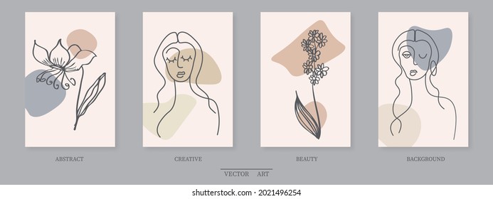 Sample product Surreal Faces Continuous line, drawing of set faces and hairstyle, fashion concept, woman beauty minimalist, vector illustration pretty. Contemporary portrait Mug, shirt, postcard