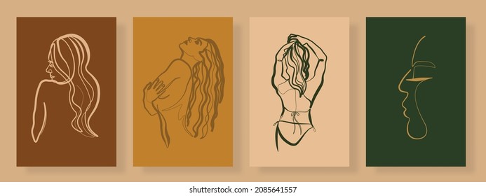 Sample product Surreal Faces Continuous line, drawing of set faces and hairstyle, fashion concept, woman beauty minimalist, vector illustration pretty. Contemporary portrait Mug, shirt, postcard