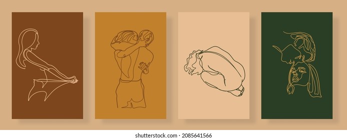 Sample product Surreal Faces Continuous line, drawing of set faces and hairstyle, fashion concept, woman beauty minimalist, vector illustration pretty. Contemporary portrait Mug, shirt, postcard