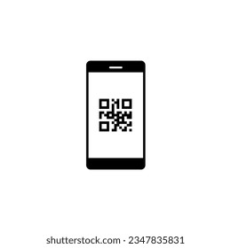Sample QR code with mobile phone vector. Simple QR code icon, Demo QR code.