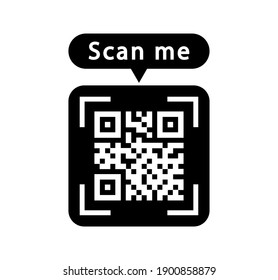 Sample Qr Code For Smartphone. Scan Me Inscription Tag. QR Code Icon For Scanning. Qr Verification.