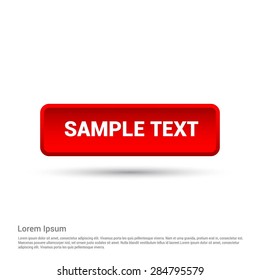 Sample red 3d square button isolated on white