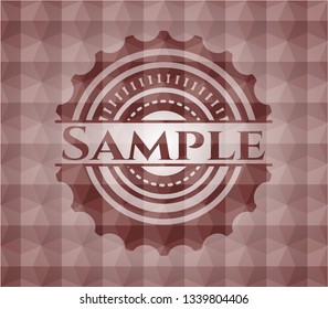 Sample red badge with geometric pattern. Seamless.