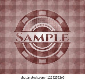 Sample red seamless emblem with geometric background.