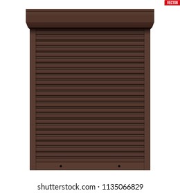 Sample of Roller Shutters. Protect System for door or windows. Brown color. Vector Illustration isolated on white background.