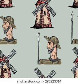 sample of seamless background with Don Quixote